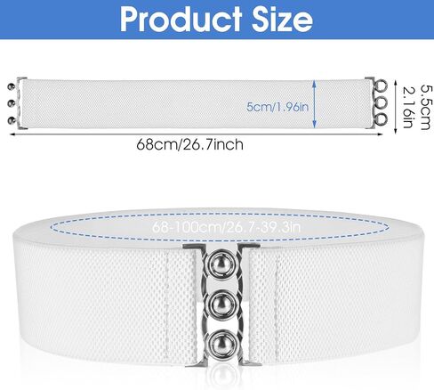 Wide Elastic Belts for Women, Vintage Elastic Waistband Cinch Waist Belt with Interlocking Buckle for Dresses Pants in Saudi Arabia