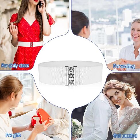Wide Elastic Belts for Women, Vintage Elastic Waistband Cinch Waist Belt with Interlocking Buckle for Dresses Pants in Saudi Arabia
