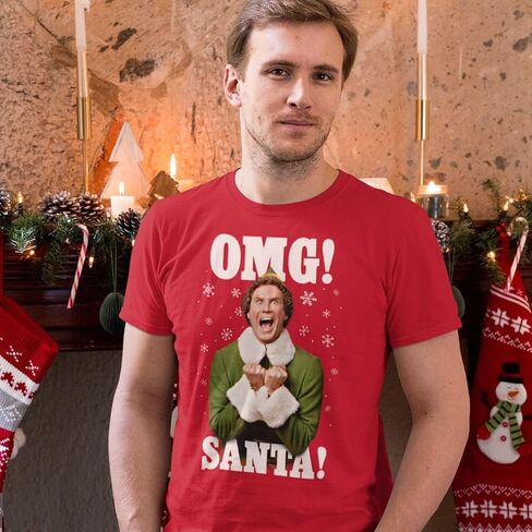 Ripple Junction Elf Movie Men’s Short Sleeve T-Shirt Christmas Buddy The Elf OMG Santa I Know Him Holiday Officially Licensed in Kuwait
