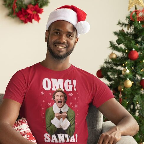 Ripple Junction Elf Movie Men’s Short Sleeve T-Shirt Christmas Buddy The Elf OMG Santa I Know Him Holiday Officially Licensed in Kuwait