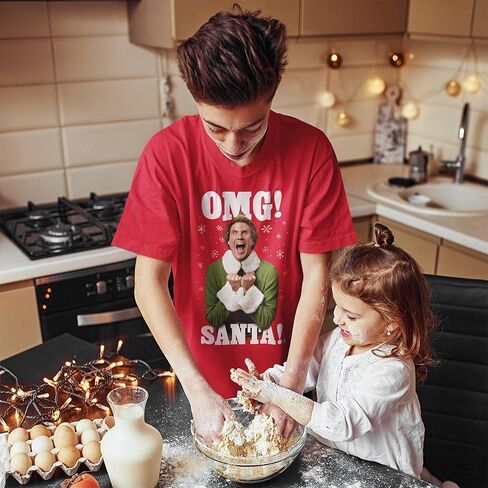 Ripple Junction Elf Movie Men’s Short Sleeve T-Shirt Christmas Buddy The Elf OMG Santa I Know Him Holiday Officially Licensed in Kuwait