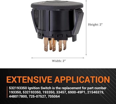 193350 532193350 Lawn Mower Ignition Switch 4 Position with Key 7 terminals Compatible with Husq AYP Craftsman Poulan Sears Lawn Mower Rider Replaces 6900-49P1 33457 21546319 448017800 in Saudi Arabia