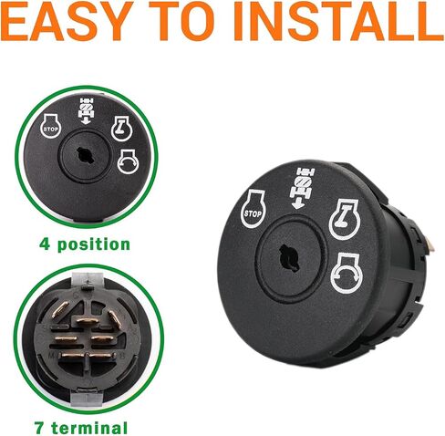 193350 532193350 Lawn Mower Ignition Switch 4 Position with Key 7 terminals Compatible with Husq AYP Craftsman Poulan Sears Lawn Mower Rider Replaces 6900-49P1 33457 21546319 448017800 in Saudi Arabia