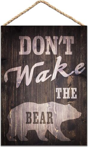 KDLY Don't Wake The Bear Wooden Sign Wall Art Bedroom Door Sign Birthday 20x30cm / 8x12 inch in Saudi Arabia