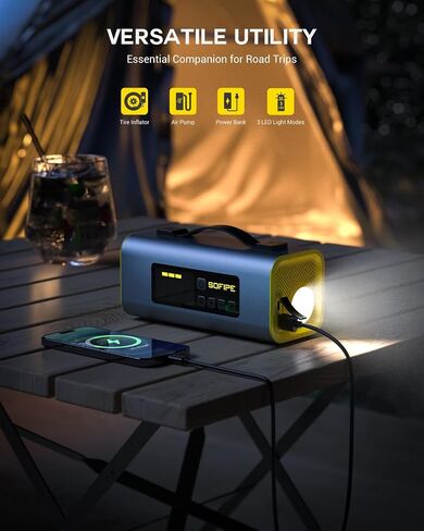 Tire Inflator Portable Air Compressor, 150PSI Cordless Tire Inflator with 2" LED Screen, 350 L/Min air pump for inflatables, 3 Light Modes Suitable for MPV, Car, Motorcycle（Yellow） in Saudi Arabia
