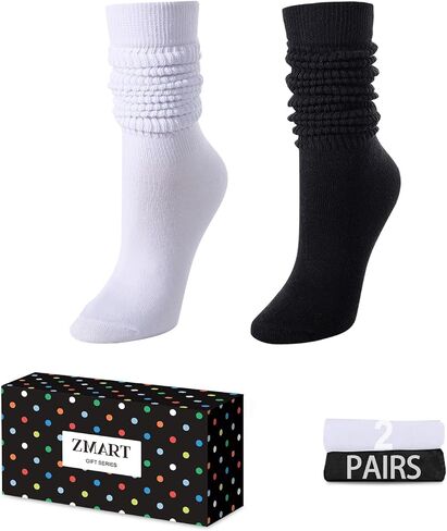 Zmart Slouchy Socks for Women - Scrunch Socks Slouch Socks 80S 90S 2 Pairs Neon Knee Tube Socks in Kuwait