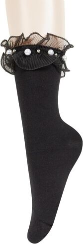 Benefeet Sox Lace Ruffle Socks Bow Socks for Women Girls Cute Fancy Pearl Socks Frilly Turn-Cuff Dress Anklet Socks in Kuwait