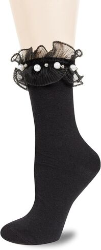 Benefeet Sox Lace Ruffle Socks Bow Socks for Women Girls Cute Fancy Pearl Socks Frilly Turn-Cuff Dress Anklet Socks in Kuwait