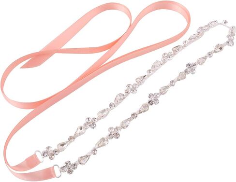 Thin Bridal Belt Bridesmaid Sash Crystal Wedding Belt with Rhinestones Pearls for Women Dress Accessories in Kuwait