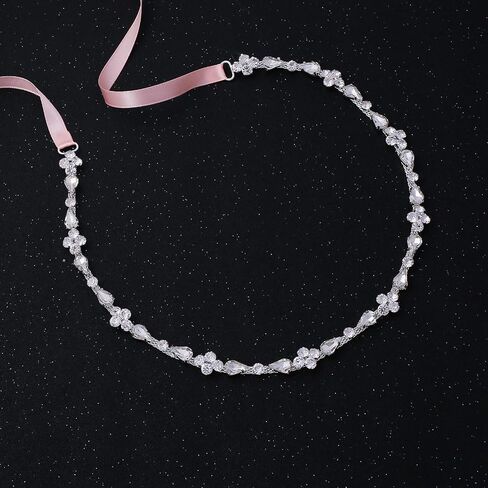 Thin Bridal Belt Bridesmaid Sash Crystal Wedding Belt with Rhinestones Pearls for Women Dress Accessories in Kuwait