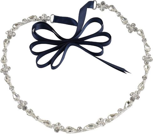 Thin Bridal Belt Bridesmaid Sash Crystal Wedding Belt with Rhinestones Pearls for Women Dress Accessories in Kuwait