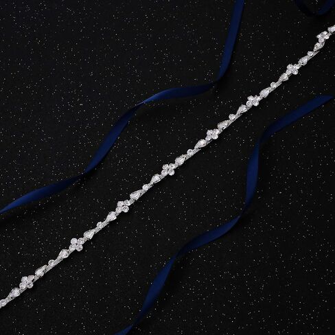 Thin Bridal Belt Bridesmaid Sash Crystal Wedding Belt with Rhinestones Pearls for Women Dress Accessories in Kuwait