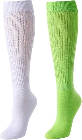 Zmart Slouchy Socks for Women - Scrunch Socks Slouch Socks 80S 90S 2 Pairs Neon Knee Tube Socks in Kuwait