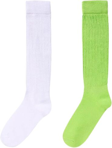 Zmart Slouchy Socks for Women - Scrunch Socks Slouch Socks 80S 90S 2 Pairs Neon Knee Tube Socks in Kuwait
