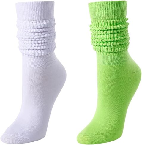 Zmart Slouchy Socks for Women - Scrunch Socks Slouch Socks 80S 90S 2 Pairs Neon Knee Tube Socks in Kuwait