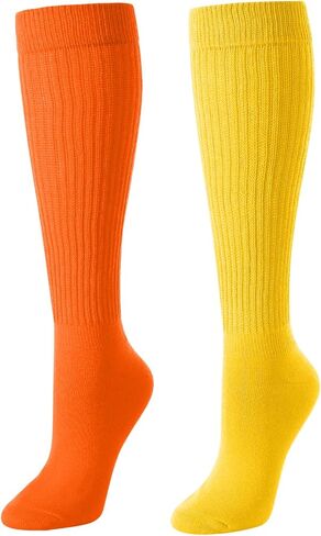 Zmart Slouchy Socks for Women - Scrunch Socks Slouch Socks 80S 90S 2 Pairs Neon Knee Tube Socks in Kuwait