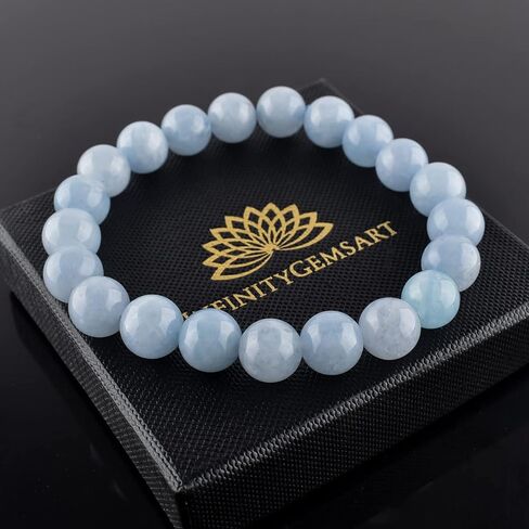 InfinityGemsArt Natural Dark Purple Amethyst Round Gemstone Beads Men-Women Bracelet Jewelry, Purification - Unisex Stretchable Bracelet 7 to 7.25", Birthstone, Chakra, Yoga Balancing, Reiki in Kuwait