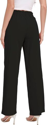 Women's Wide Leg Pants with Pockets, High Waist Adjustable Knot Loose Palazzo Trousers Business Work Casual Pants in Saudi Arabia
