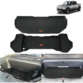 ROCCS Front Trunk Mat Fits for Rivian R1T/R1S Accessories 2022 2023 2024 All Weather TPE Frunk Mats Cargo Liners with Upper and Lower Layer(2 Pack)