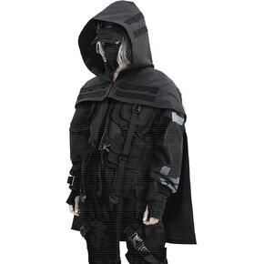 Ghost Grim Reaper Cosplay Cape Techwear Poncho Hoode Gothic Hooded For Halloween Unisex Costume Dress Up Daily Wear