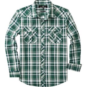 قمصان رجالية منقوشة باللؤلؤ ذات أزرار خاطفة بأكمام طويلة وقمصان كاوبوي غربية مع جيبين للعمل in Kuwait