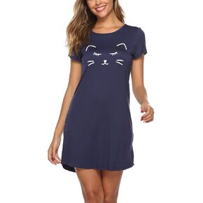 EISHOPEER Women's Nightgown Cute Print Sleep Shirts Soft Nightshirt Lightweight Pajamas Dress S-XXL