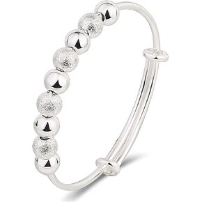 ZKXYFFS Sterling Silver Bracelets for Women 925 Sterling Silver Beads Bangle Bracelet Transfer Lucky Cuff Bracelet Adjustable Fashion Women Jewelry Friendship Gift