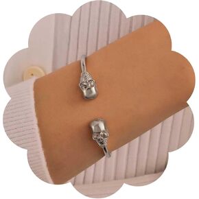 Punk Skull Bangle Bracelet Gold Skull Skeleton Open Bracelet Halloween Skull Cuff Bangle Bracelet Human Skull Bone Bracelet Skull Bangle Cuff Bracelet Jewelry for Women