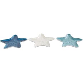 Deco 79 Aluminum Metal Starfish Handmade Decorative Bowl Decorative Bowl Enameled Decorative Containers with Bubble Design and Silver Bases, Set of 3 Decorative Keepsake Boxes 7"W, 1"H, Multi Colored