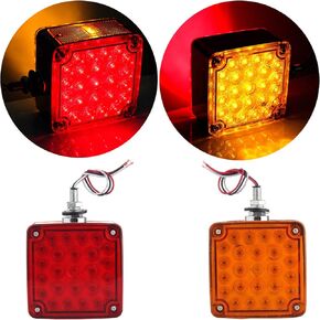 ECCPP Amber/Red Double Face Stud Mount Cab Fender Stop Turn Signal Tail 52 LED Light(Pack of 2 Total)