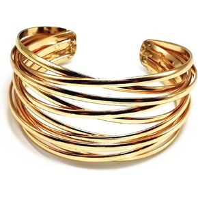 YBMYCM Chunky Gold Cuff Bracelet for Women Gold Line Web Wrist Cuff Bangle Bracelet Fashion Costume Jewelry