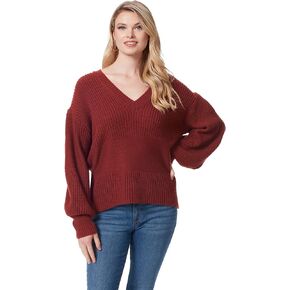 Jessica Simpson Women's Elmira Bell Long Sleeve V-Neck Sweater Pullover Standard