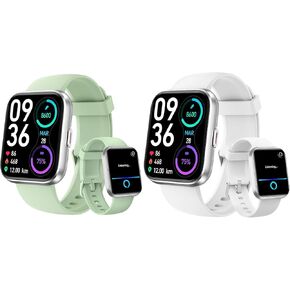 aeac Smart Watch for Men Women, 2024 Newest Fitness Watch (2-Pack) - White+Green