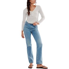 Free People, Womens, Xena Slim Straight, Union Blue, 29