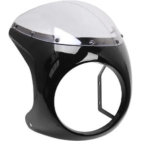 Motorcycle Cafe Racer 7 inch Headlight Fairing Windshield Kits Universal for Harley Sportster Bobber Honda (Glossy black)