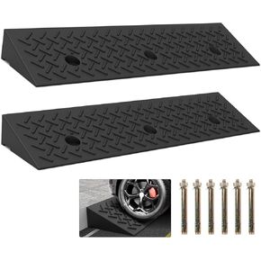 2 Pcs 2" Rise Rubber Curb Ramp Threshold Ramps,2" H 38.5" L 9.5" W.Heavy Loading Ramp 3 Tons(6600 LB) Capacity Car Slope Ramp for Multiply Usage,for Dock Bike Vehicle Warehouse Motorcycle. (2" H)