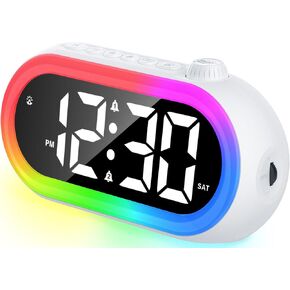OCUBE Digital Alarm Clocks for Bedrooms with Wake Up Light,Colorful Bedside Clock Mains Powered with Night Light,Dual Alarms,100dB Super Loud,USB Charger,Snooze for Teens Kids Boys Girls Seniors