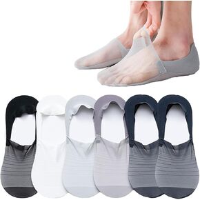No Show Socks 6 Pairs for men and women, Invisible Ice Silk Breathable Socks, Thin Low Cut Non Slip Socks for Flats Boat Sneaker