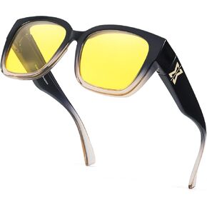 FIMILU Fit Over Night Vision Glasses for Women Men, Polarized Night Driving Glasses Anti-Glare at Nighttime 4203