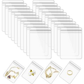 Wowagoga Acrylic Jewelry Box Organizer, Clear Jewelry Organizer Holder with 20 Portable Anti Tarnish Jewelry bags, Travel Jewelry Case for Earrings/Rings/Necklaces for Women Girls(Clear bag-20Pcs)