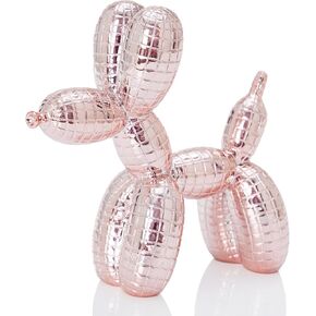 Disco Pink Dog Statue Decor 5 inch Cool Stuff to Put on Shelves, Disc Jockey Gifts, Pink Balloon Dog Statue Decoration Fun Paperweight, Electroplate Disco Dog for Party Table Decoration