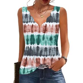 Summer Tops for Women Seashell Edge Tank Tops V Neck Sleeveless Shirts Loose Fit Dressy Casual