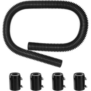 Twilight Garage Universal 48" Stainless Steel Flexible Radiator Hose Kit Water Hoses Adapter Coolant Radiator Hose with 4Pcs Chrome Caps - Black
