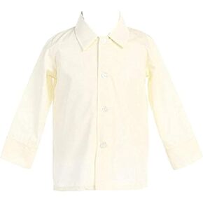 Cream Boys Dress Shirt, Collared Ivory Boys Button Down Shirt Long Sleeve Toddler, Camisas de Vestir de Bebes Boy Colorcrema