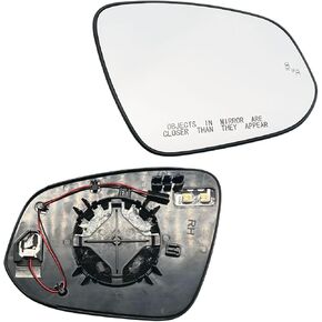 Right Passenger Side Mirror Glass Heated W/Blind Spot Without Auto Dimming Compatible with for 2014-2024 Toyota Highlander 2PIN (Passenger Blind Spot No-Anti-glare)