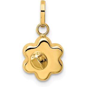 Solid 14k Yellow Gold Ladybug on a Flower Charm Pendant