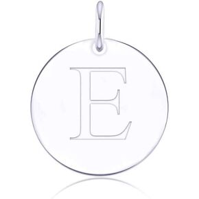925 Sterling Silver Mini Initial Disc Round Charm Pendant for Women Jewelry