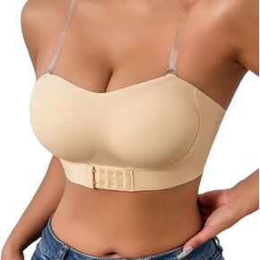 Full-Freedom Comfort Front Closure Bras for Women,Push Up Bra for Women no Underwire with Clear Strapless Bra