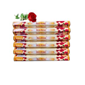 Red Rose - Box of Six 20 Stick Hex Tubes - Tulasi Incense