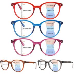 COJWIS Progressive Multifocus Reading Glasses for Women - 5 Pack Bifocal Computer/Book Readers